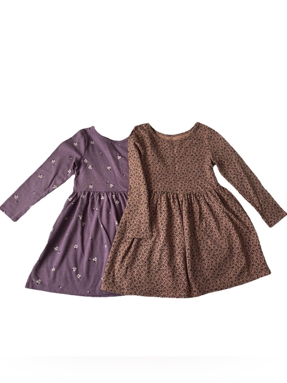 Cat & Jack Girls' Purple Floral and Brown Leopard Print Dress Set